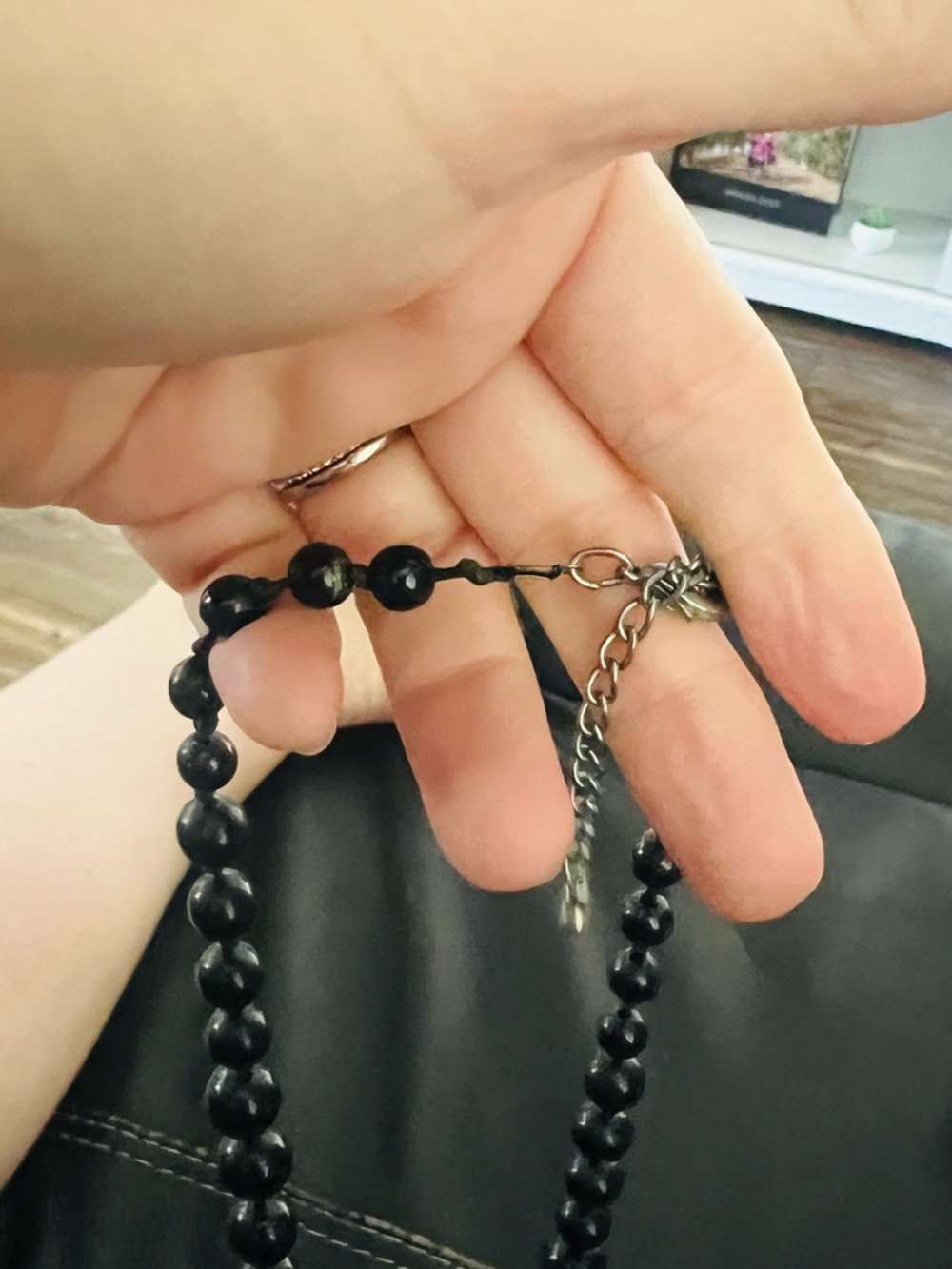 Classic Black Bead Necklace 18 inches - Picture 3 of 5